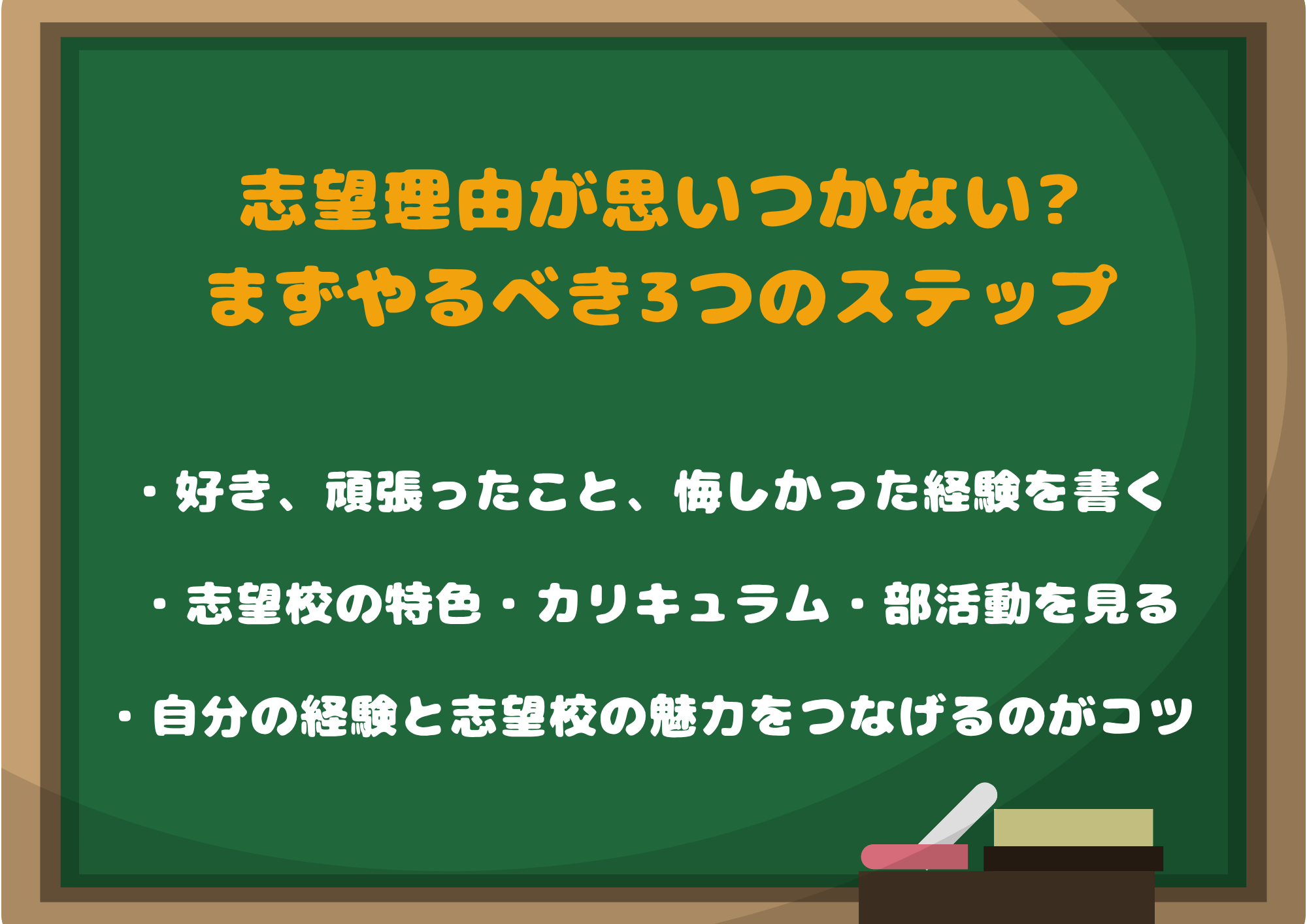 志望理由が思いつかない?まずやるべき3つのステップ