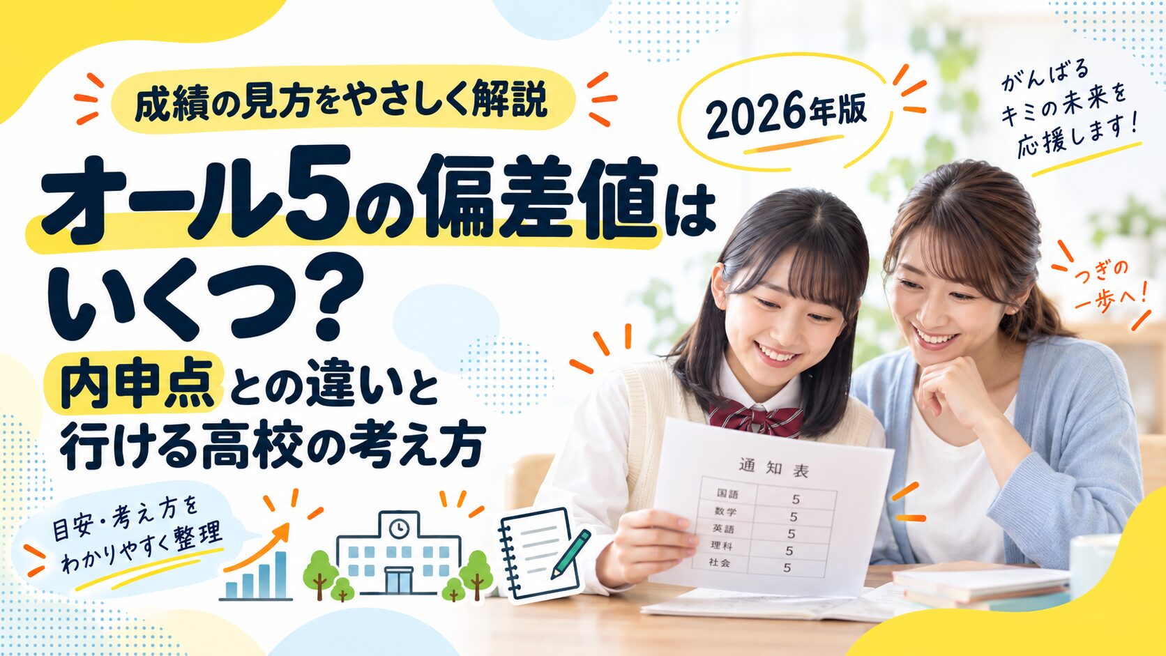 オール5の偏差値はいくつ？内申点との違いと行ける高校の考え方