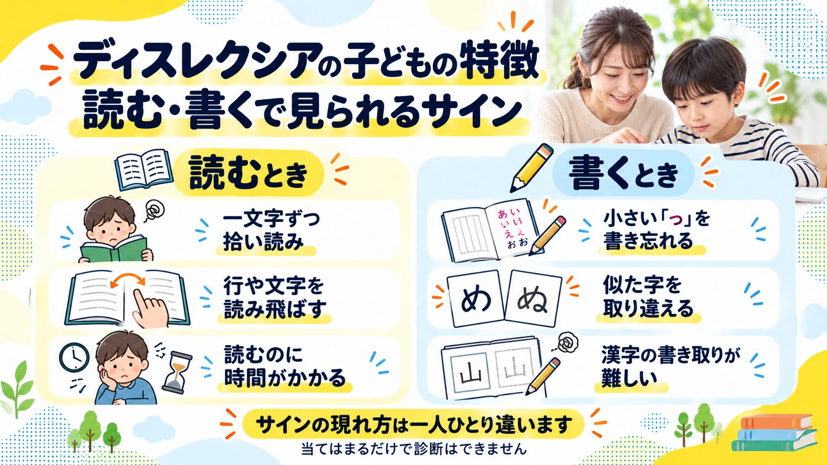ディスレクシアの子どもの特徴|読む・書くで見られるサイン