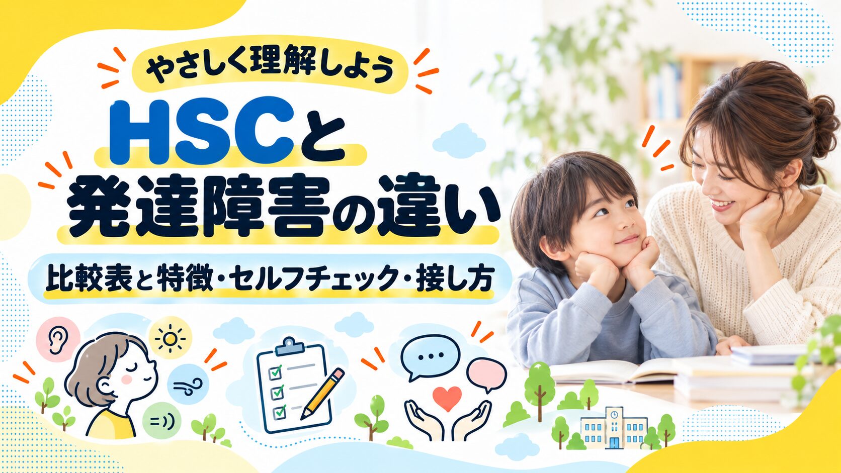 HSCと発達障害の違い|比較表と特徴・セルフチェック・接し方