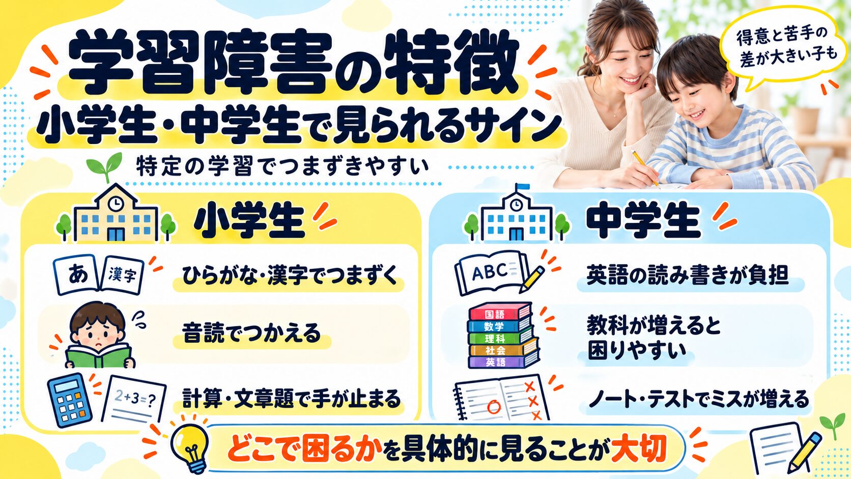 子どもの学習障害（LD）チェックリスト｜家庭で確かめる目安（診断は医療機関で）